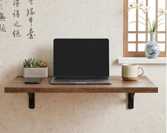 Wall Mounted Floating Desk Foldable, Space Saving Folding Desk for Small Space, Home Office Laptop Desk, Wall Hanging Study Table