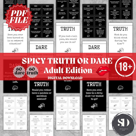 Spicy Truth or Dare adult Game, adult Card Games, Couple Game Night, Foreplay Game, Printable Card Games , spicy game, minimalist design pdf