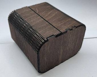 Dark Brown Stained Wooden Box: Card, Dice & Jewelry Storage