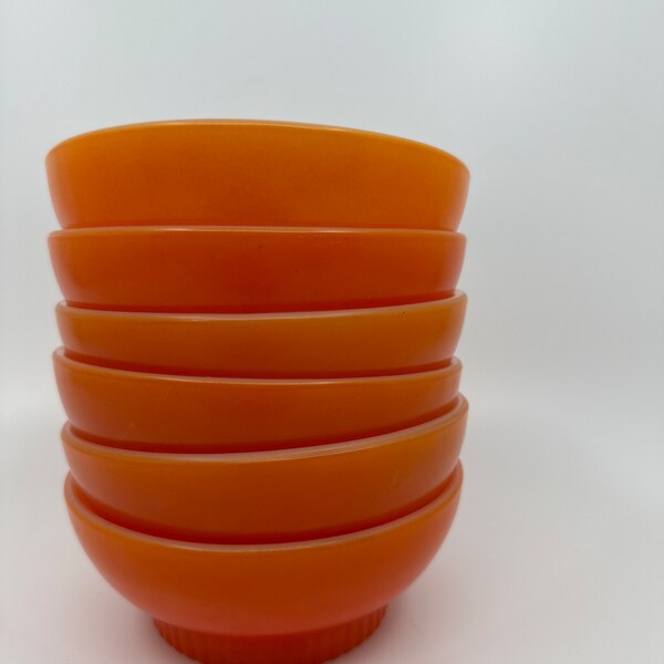 Vintage 1960s FireKing Anchor Hocking Footed Cereal Bowl - Red and Orange - 5" Round by 2" Tall-Mid-Century Modern-Vintage Kitchen