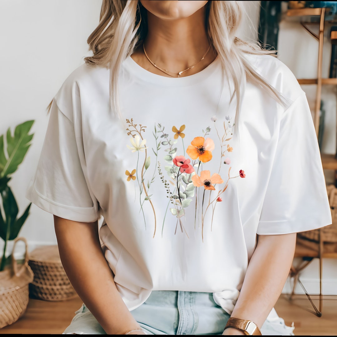 Casual Sweet Solid Flowers O Neck T-Shirts(4 Colors) main image 1