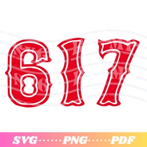 May include: Red numbers 617 with a white outline and a decorative border. The numbers are in a bold, vintage style font.