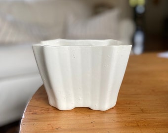 Mid Century White Ceramic Planter