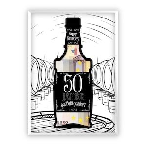 Regalo in denaro per il tuo cinquantesimo compleanno | A4 | Regala soldi in modo creativo | perfettamente invecchiato | Whisky | Regalo dell'ultimo minuto da stampare | PDF