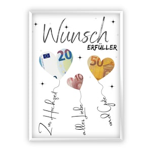 Geldgeschenk Hochzeit | Trauung | DIY | Wunscherfüller | Geschenk zur Hochzeit | Hochzeitsgeschenke Geld basteln | PDF Download
