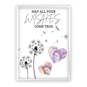 Money Gift for Birthday Creative Money Gift | Dream Maker | Last-Minute Self-Printable Gift | Dandelion | may all your wishes come true PDF