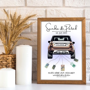 Regalo in denaro per il matrimonio | A4 | Auto per matrimoni | Individuale | Regali di nozze soldi | Regalo dell'ultimo minuto da stampare | PDF