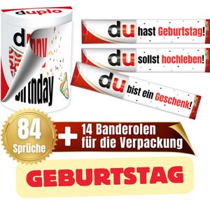 Banderolen passend für duplo® | Geschenk zum Geburtstag Erwachsene und Kinder | Sprüche | Geschenkidee | Volljährig | Download | PDF