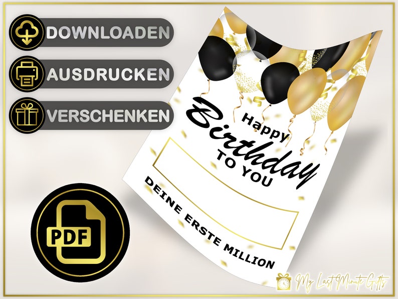 Deine Erste Million Vorlage Zum Drucken Geldgeschenk Deine erste Million, personalisierte PDF Vorlage