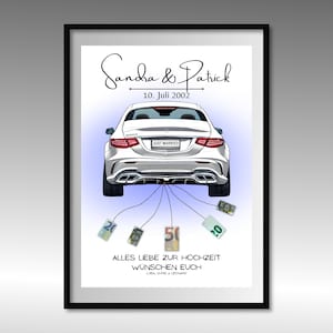 Geldgeschenk Hochzeit | A4 | Hochzeitsauto | Individuell |  Hochzeitsgeschenke Geld | Last-Minute Geschenk zum Selbstdrucken | PDF