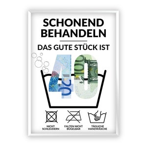 Geldgeschenk zum 40 Geburtstag | A4 | Geld kreativ verschenken | Alter individuell gestaltbar | Last-Minute Geschenk zum Selbstdrucken | PDF