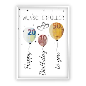 Creatief verjaardagsgeldcadeau | wensvervuller | Last minute cadeau om zelf te printen | Pdf