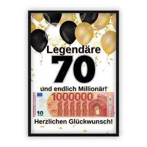 Geldgeschenk Geburtstag | A4 | Geld kreativ verschenken | 70. Geburtstag | Last-Minute Geschenk zum Selbstdrucken | PDF