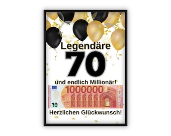 Birthday money gift | A4 | Creative money gifts | 70th birthday | Last-minute gift to print yourself | PDF