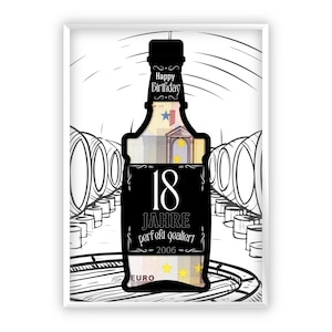 Regalo in denaro per il tuo 18° compleanno | A4 | Regala soldi in modo creativo | perfettamente invecchiato | Whisky | Regalo dell'ultimo minuto da stampare | PDF