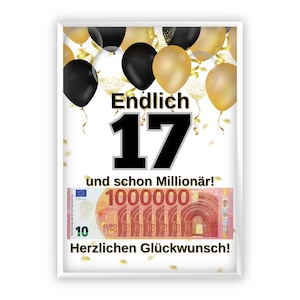 Regalo in denaro per un compleanno | A4 | Regala soldi in modo creativo | 17esimo compleanno | Regalo dell'ultimo minuto da stampare | PDF