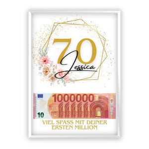 Regalo in denaro per il 70esimo compleanno | Regala soldi in modo creativo | Il tuo primo milione | Regalo dell'ultimo minuto da stampare da soli | PDF