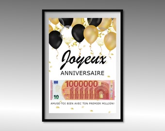 cadeau argent | clay premier million | A4 | affiche message surprise for tickets à offrir | téléchargement immédiat | À IMPRIMER