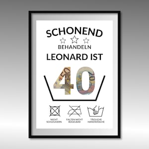Geldgeschenk zum 40 Geburtstag | A4 | Geld kreativ verschenken | Alter individuell gestaltbar | Last-Minute Geschenk zum Selbstdrucken | PDF
