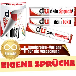 Banderolen passend für duplo® | Geschenk zum personalisieren | Sprüche zum selber machen | sofort online bearbeiten | Download | PDF