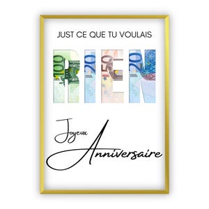 Cadeau aniversário RIEN | Cadeau baba | Affiche surpresa para ingressos à venda | Aniversário Marrant | Baixe imediatamente
