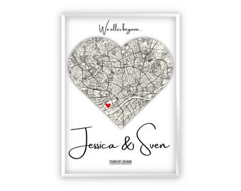 Wedding gift | Where it all began | Coordinates picture | Wedding day | Anniversary | Gift for couples | Valentine's Day | Engagement