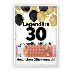 Compleanno regalo in denaro | A4 | Regala soldi in modo creativo | 30esimo compleanno | Regalo dell'ultimo minuto da stampare | PDF