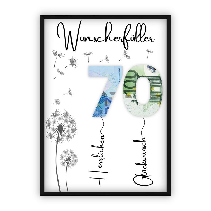 Geldgeschenk 70. geburtstag frau Etsy.de