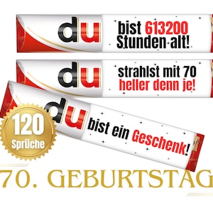 Banderolen passend für duplo® | Geschenk zum 70. Geburtstag Erwachsene und Kinder | Sprüche | Geschenkidee | Meilenstein | Download | PDF