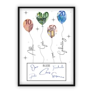 創造的な誕生日のお金のギフト |願いをかなえる人 |自分で印刷できる直前のギフト | PDF