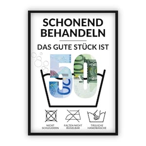 Cash gift for 50th birthday | A4 | Give money creatively | The good piece is 50 | Last-minute gift to print yourself | PDF
