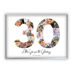 Collage for 30th birthday | A4, A3, A2 | Personalized | 20 pictures | Photo gift | Last-minute gift to print yourself | PDF