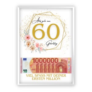Regalo in denaro per il 60esimo compleanno | Regala soldi in modo creativo | Il tuo primo milione | Regalo dell'ultimo minuto da stampare | PDF