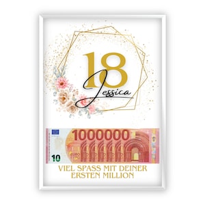 Geldcadeau voor 18e verjaardag | Creatief geld weggeven | Je eerste miljoen | Last minute cadeau om zelf te printen | Pdf