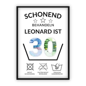 Money gift for 30th birthday | A4 | Give money creatively | Age can be customized | Last-minute gift to print yourself | PDF