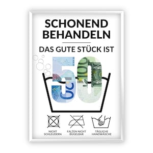 Geldgeschenk zum 50 Geburtstag | A4 | Geld kreativ verschenken | Das gute Stück ist 50 | Last-Minute Geschenk zum Selbstdrucken | PDF