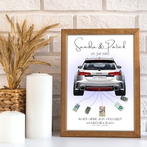Regalo in denaro per il matrimonio | A4 | Auto per matrimoni | Individuale | Regali di nozze soldi | Regalo dell'ultimo minuto da stampare | PDF