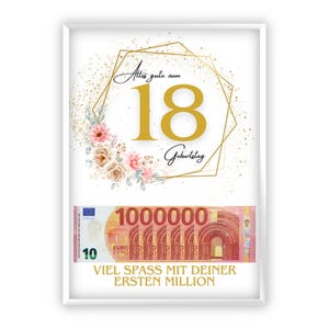 Regalo in denaro per il 18° compleanno | Regala soldi in modo creativo | Il tuo primo milione | Regalo dell'ultimo minuto da stampare | PDF