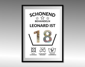 Geldgeschenk zum 18 Geburtstag | A4 | Geld kreativ verschenken | Alter individuell gestaltbar | Last-Minute Geschenk zum Selbstdrucken | PDF