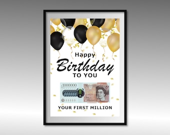 geld cadeau | je eerste miljoen! | A4 | last-minute cadeau | verjaardagscadeau | geld cadeau doe-het-zelf | PDF-sjabloon afdrukbaar