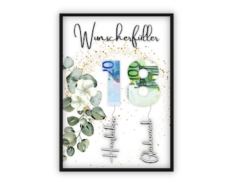 Birthday money gift | Creative money gifts | 18th birthday | Wish fulfiller | Last-minute gift to print yourself | PDF