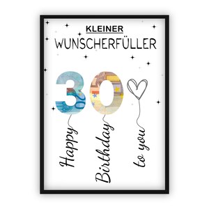 Birthday money gift | A4 | Wish fulfiller | Give money creatively | 30th birthday | Last-minute gift to print yourself | PDF