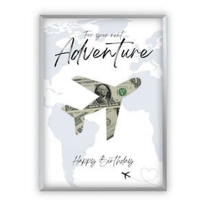 Money Gift Travel Fund for Birthday | Travel | Happy Birthday | Airplane | Adventure Vacation Trip | Last-Minute Self-Printable Gift