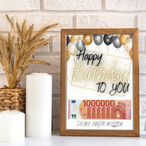 Regalo in denaro per un compleanno | A4 | Regala soldi in modo creativo | Il tuo primo milione | Regalo dell'ultimo minuto da stampare | PDF