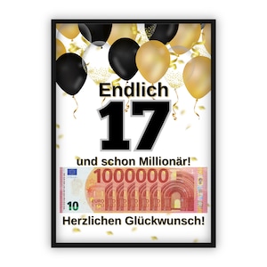 Geldgeschenk zum Geburtstag | A4 | Geld kreativ verschenken | 17 Geburtstag | Last-Minute Geschenk zum Selbstdrucken | PDF