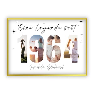 Collage voor 61e verjaardag | 1964 | Gepersonaliseerd | Geef creatieve cadeaus | Fotocadeau | Last minute cadeau om zelf te printen | Pdf
