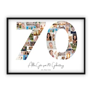 Collage zum 70 Geburtstag | A4, A3, A2 | Personalisiert | 40 Bilder | Fotogeschenk | Last-Minute Geschenk zum Selbstdrucken | PDF