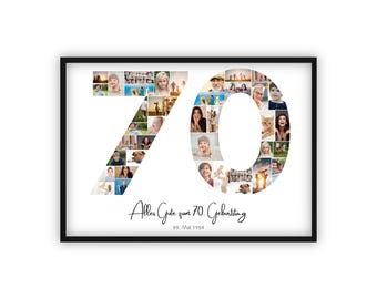 70th Birthday Collage | A4, A3, A2 | Personalized | 40 Images | Photo Gift | Last-Minute Gift to Print | PDF