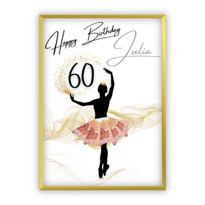 Geldgeschenk zum 60 Geburtstag | Personalisiert | Alter individuell anpassbar | Beste Freundin | Frau | Mädchen | Ballerina | Ballet | PDF