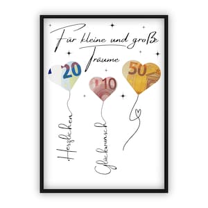 Money gift for birthdays Give money creatively | Wish fulfillment | For small and big dreams | Last-minute gift to print yourself